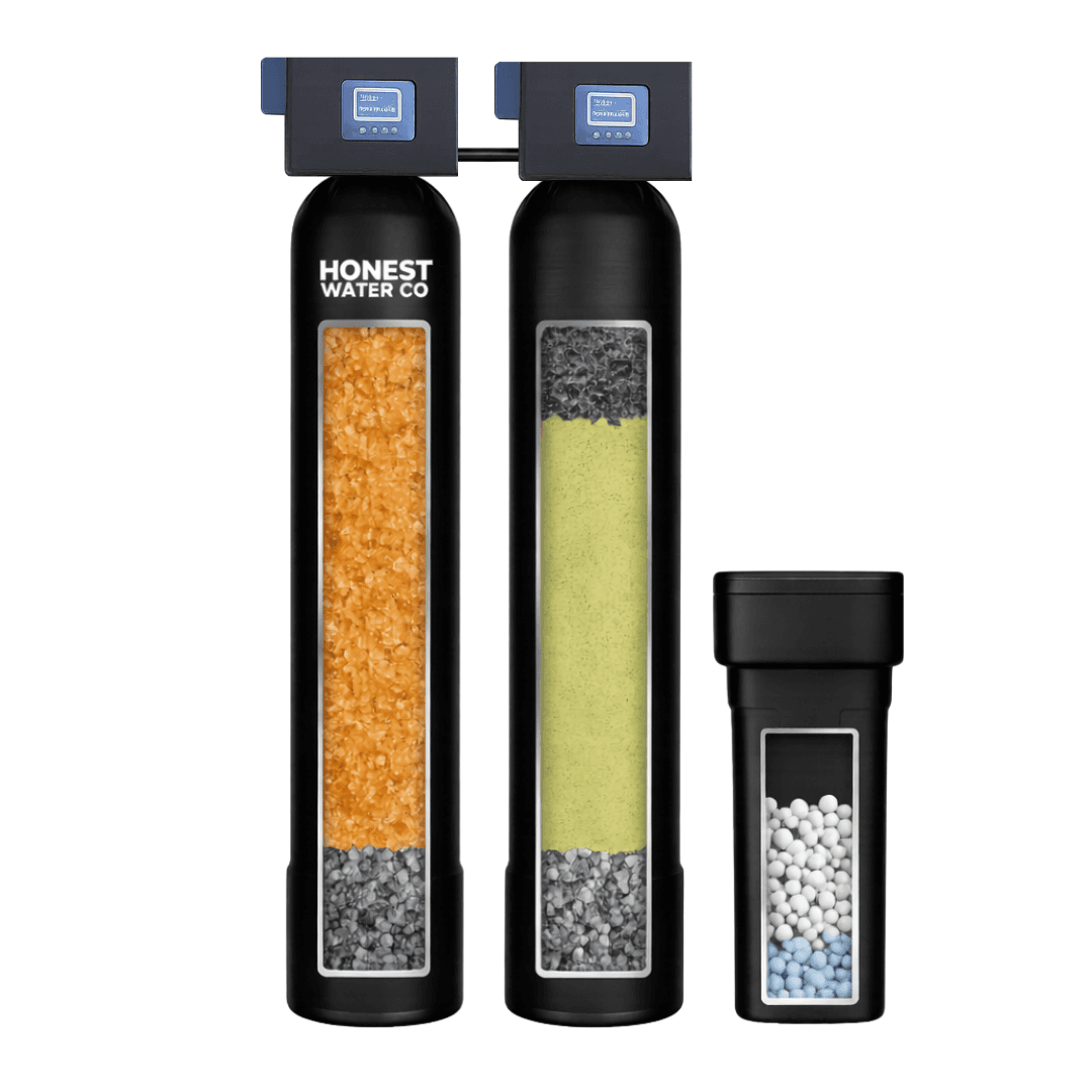 Honest Water Co. two-tank well water system with brine tank